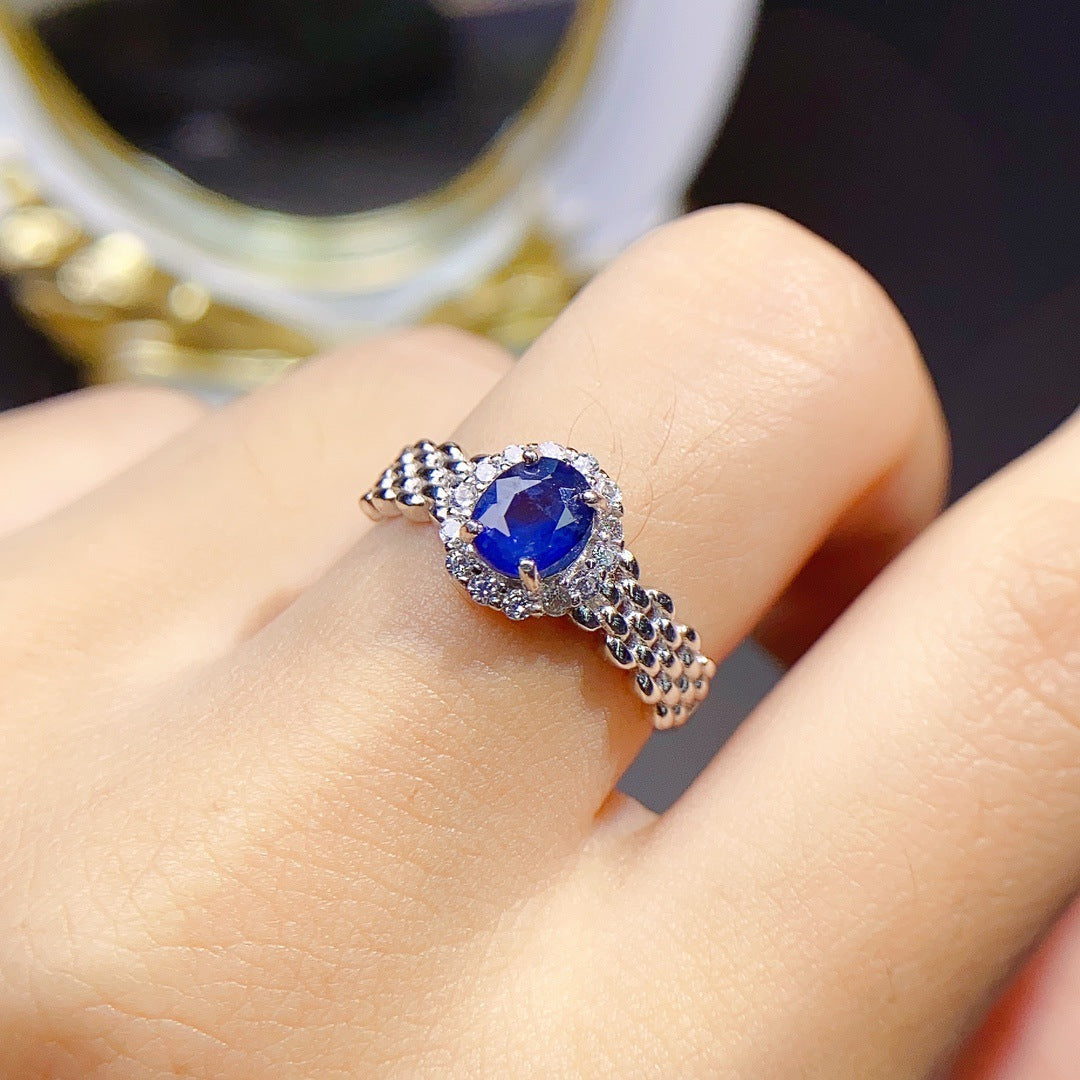 Jewelry Natural Sapphire Ring Silver