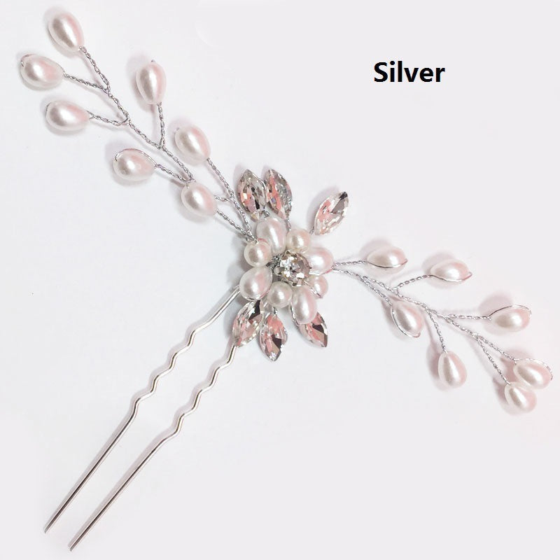 Ebay cross-border supply Korean bride handmade pearl crystal Clip Wedding headdress hairpin pin U