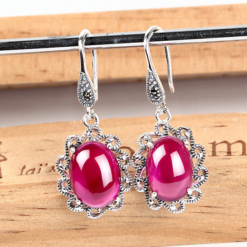 Vintage S925 Sterling Silver Sapphire Earrings