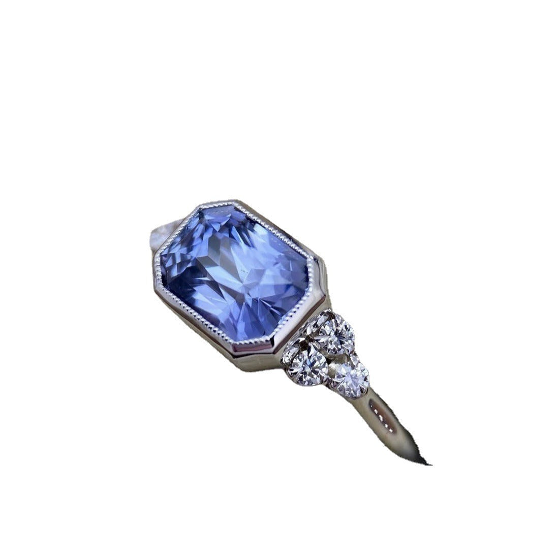 Sapphire And Zircon Engagement Ring Silver