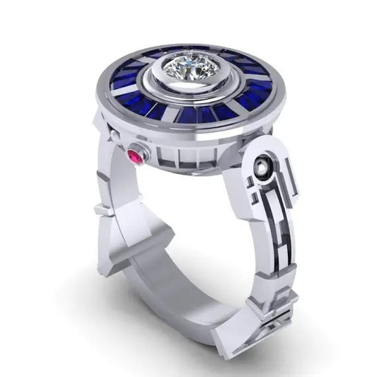 Fashionable UFO Shape Inlaid Sapphire Ring