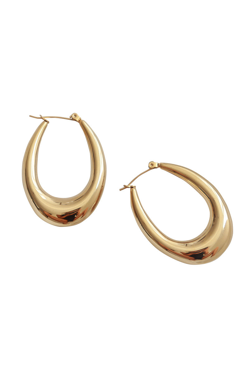 Gold egg-shaped gold earrings