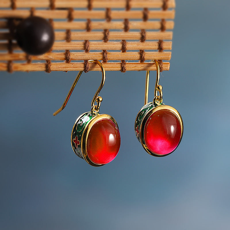 Sterling Silver Gilding Ruby Earrings