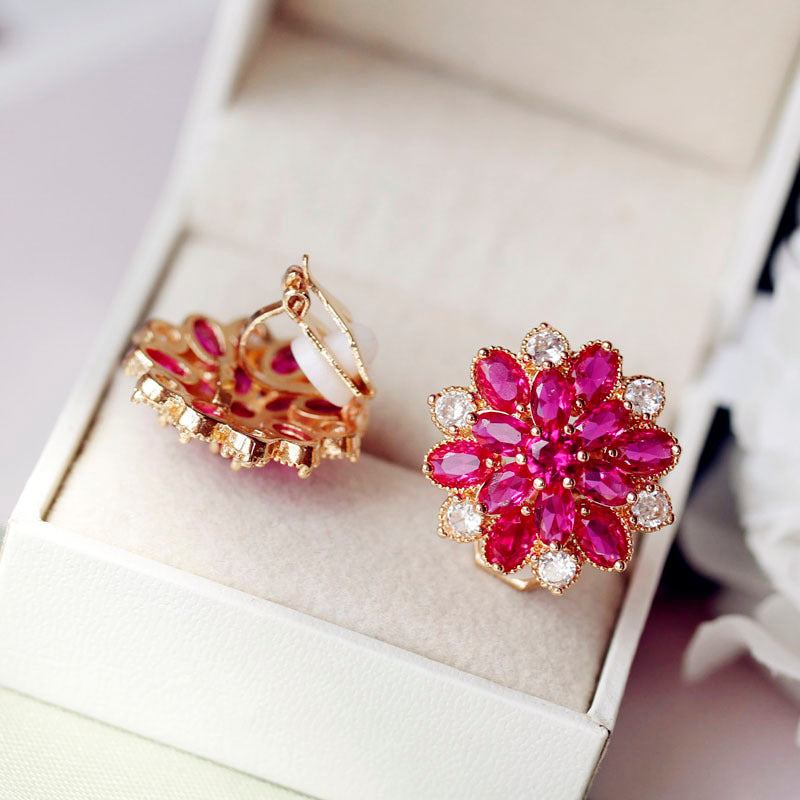 Ruby Multi-layer Flower Ring Necklace Women