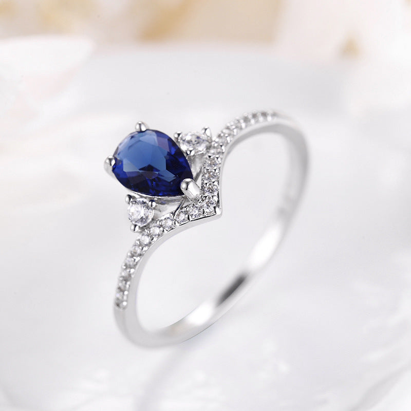 Ladies Water Drop Sapphire Ring