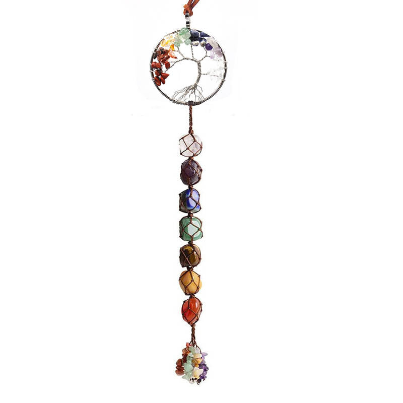 7 Colored Stone Seven Colors Crystal Stone Hand-woven Pendant Natural Stone