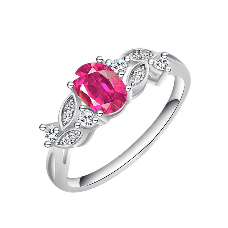 S925 Sterling Silver Pigeons-blood Ruby Ring