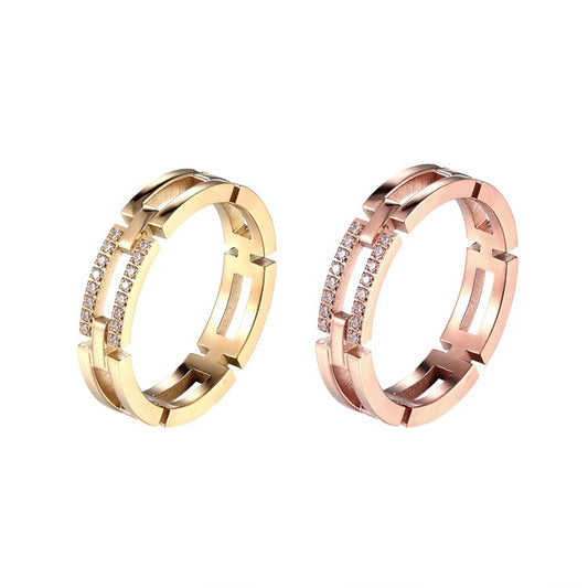 Punk Titanium Steel Index Finger Ring Women Fashion Rose Gold