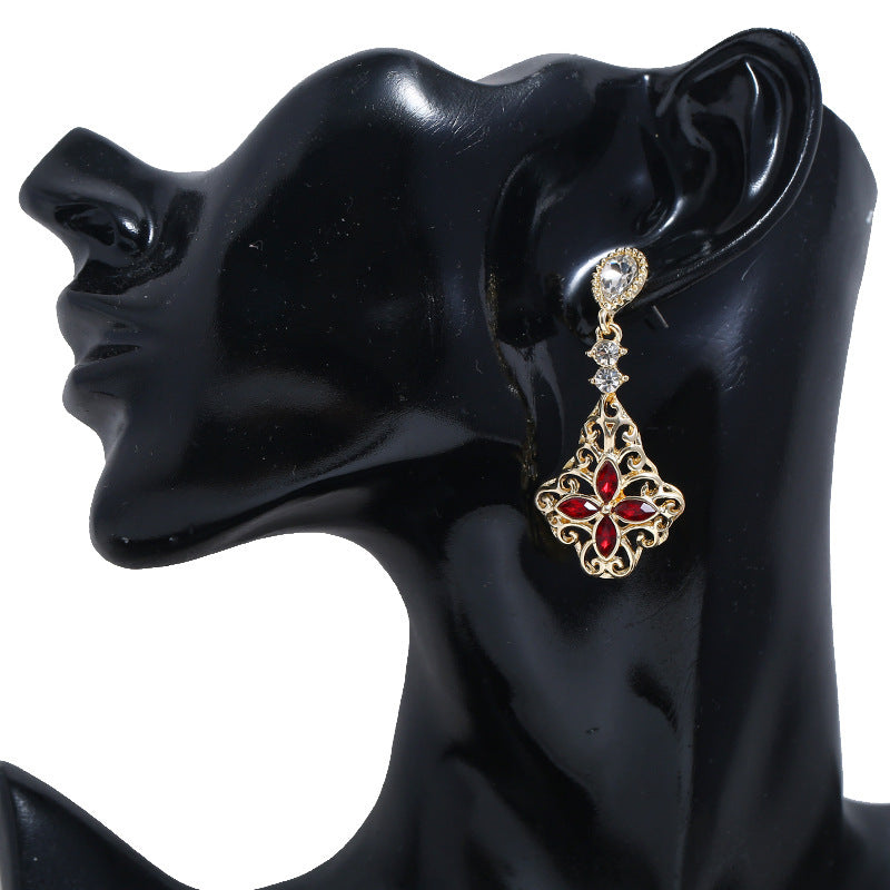 Vintage Fashion Luxury Ruby And Diamond Earrings