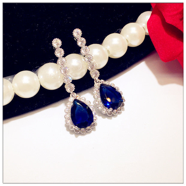 Sapphire And Sterling Silver Earrings