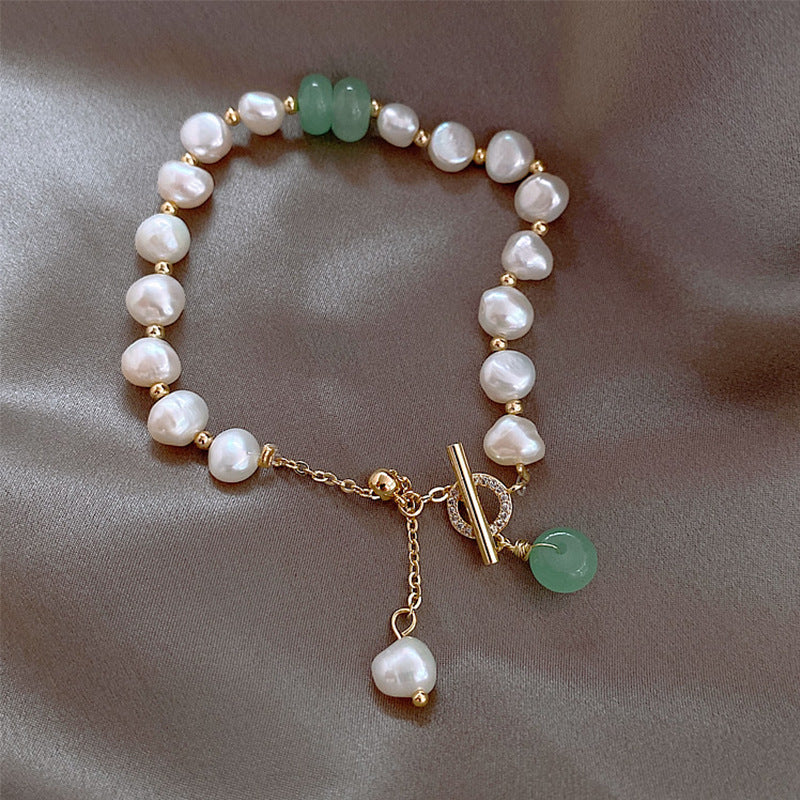 Freshwater Pearl Emerald Bracelet