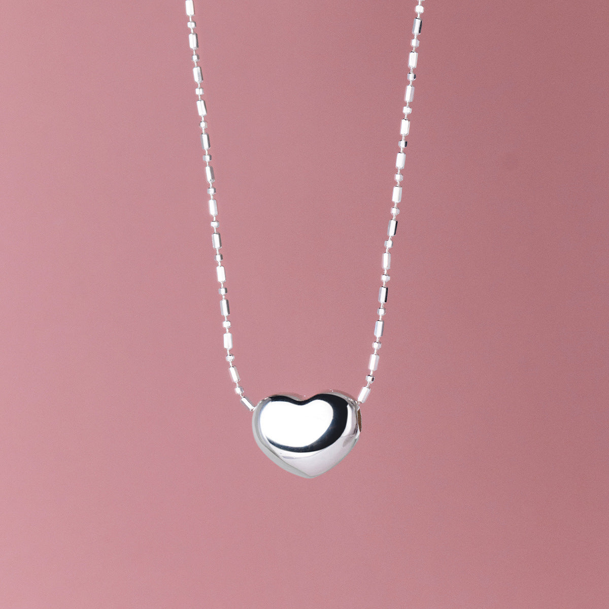 S925 Sterling Silver Simple Smooth Love Necklace