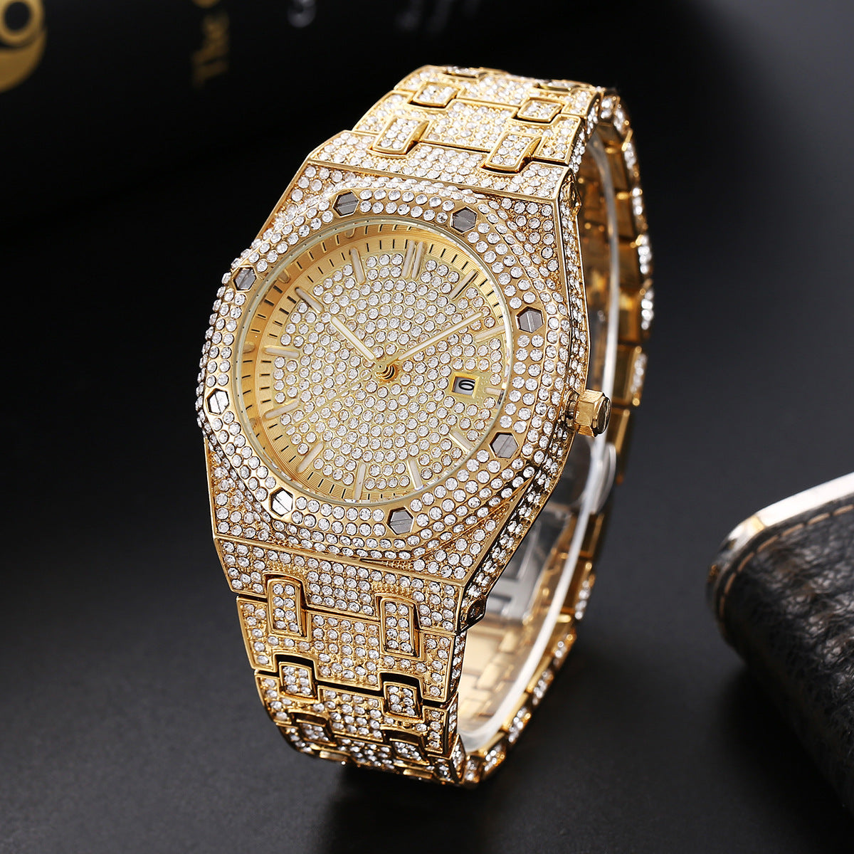 Fashion Rap Ice Hip Hop Full Diamond Large Dial Quartz Men's Watch