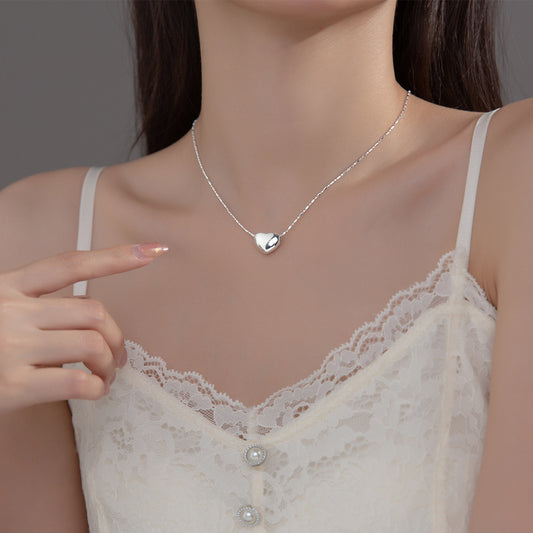 S925 Sterling Silver Simple Smooth Love Necklace