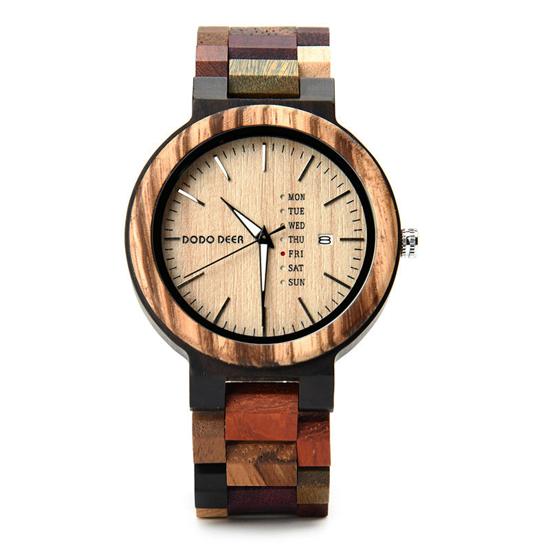 Wood Couple's European And American Style Calendar Watch