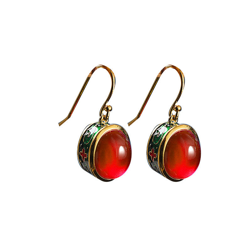 Sterling Silver Gilding Ruby Earrings