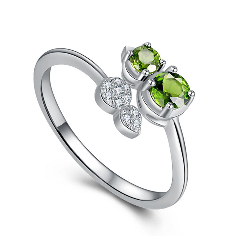 Emerald Zircon Gourd Ring Women