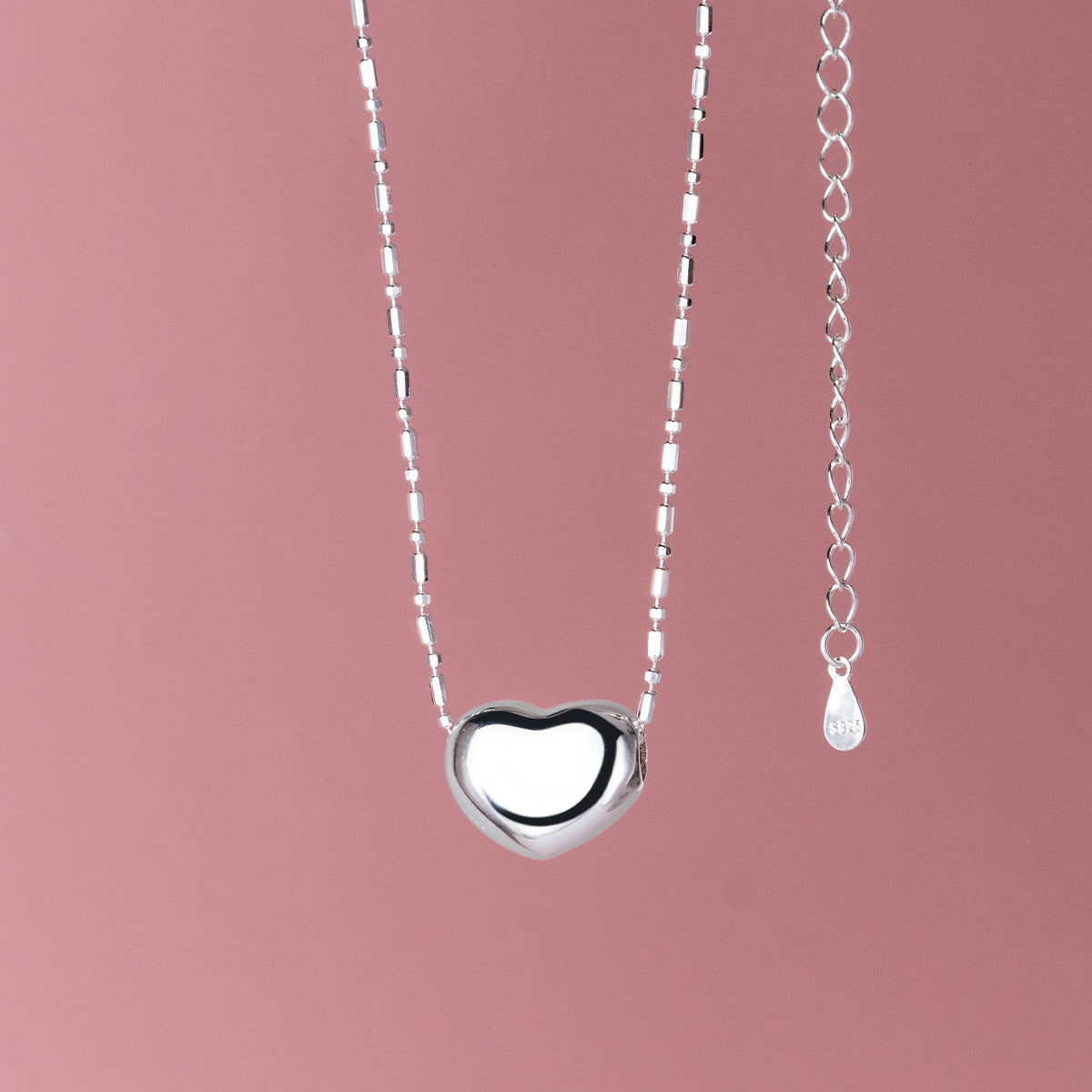 S925 Sterling Silver Simple Smooth Love Necklace