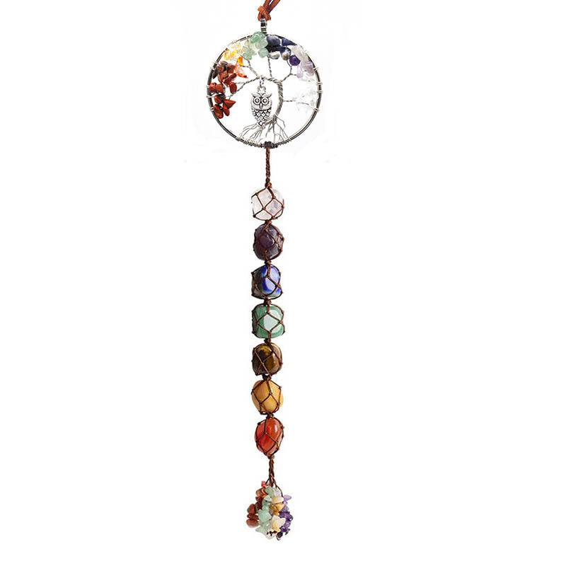 7 Colored Stone Seven Colors Crystal Stone Hand-woven Pendant Natural Stone