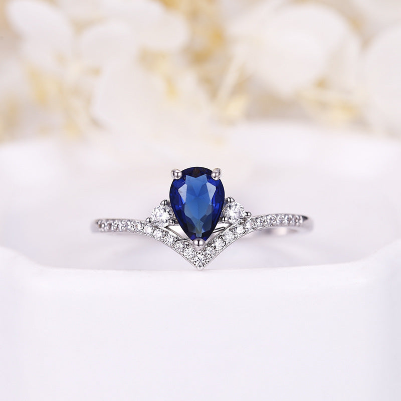 Ladies Water Drop Sapphire Ring