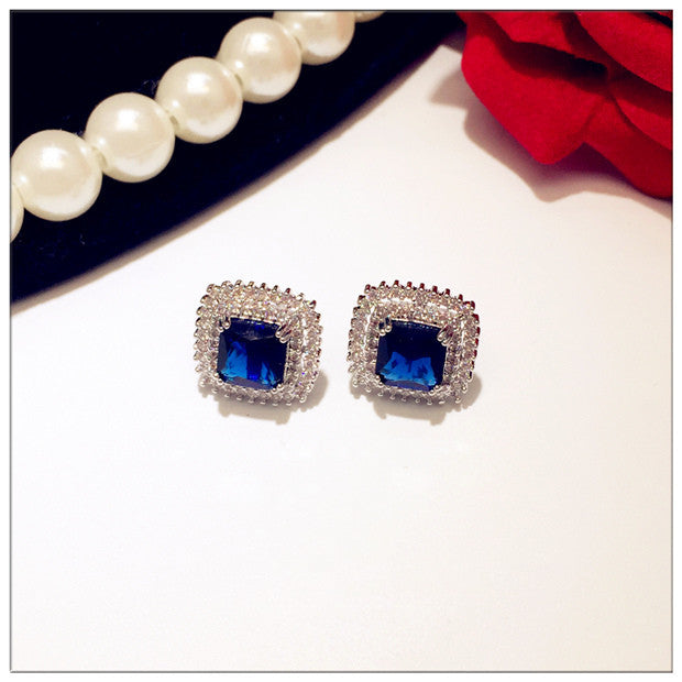 Sapphire And Sterling Silver Earrings