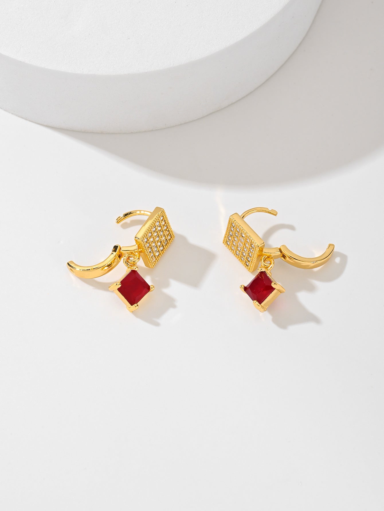 European And American Square Fashion Zircon Earrings In Various Colors