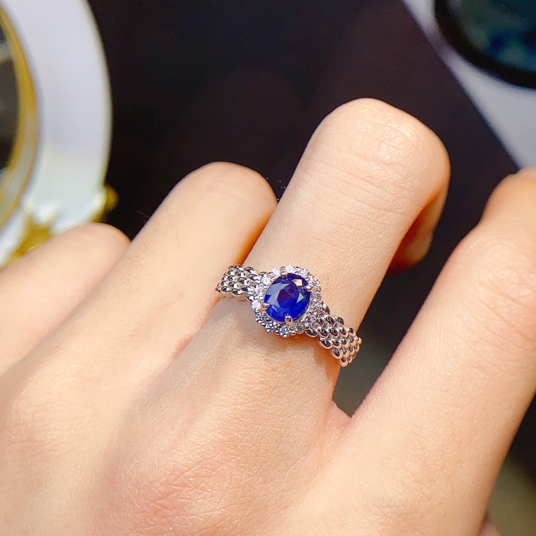 Jewelry Natural Sapphire Ring Silver