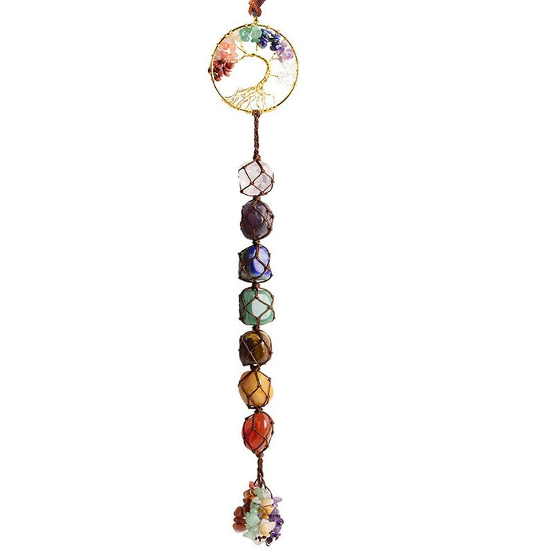 7 Colored Stone Seven Colors Crystal Stone Hand-woven Pendant Natural Stone