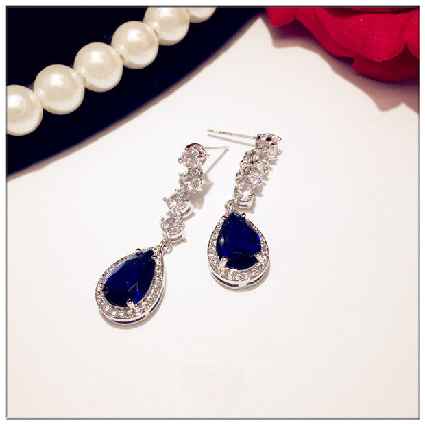 Sapphire And Sterling Silver Earrings