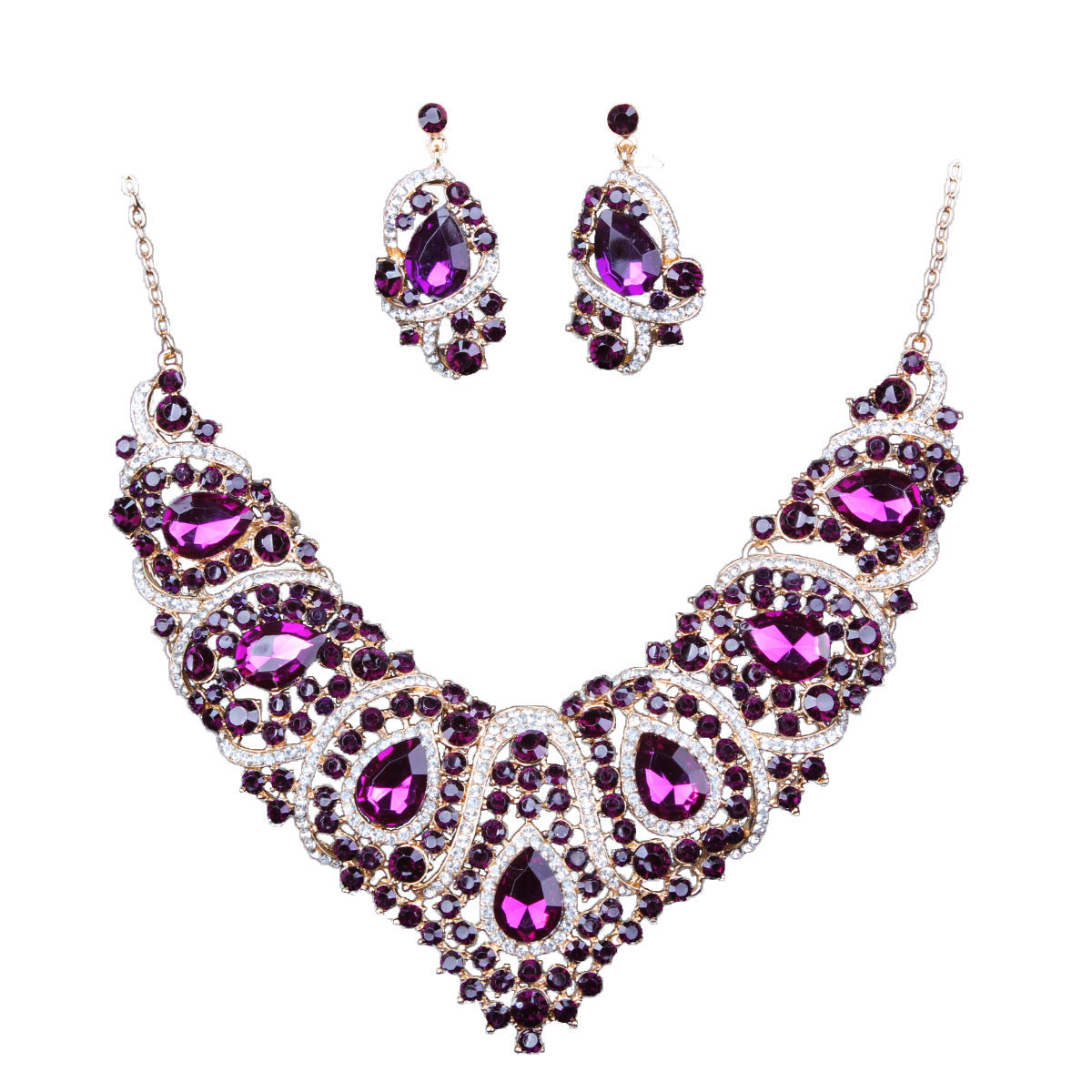 Colorful Bridal Necklace And Earring Set