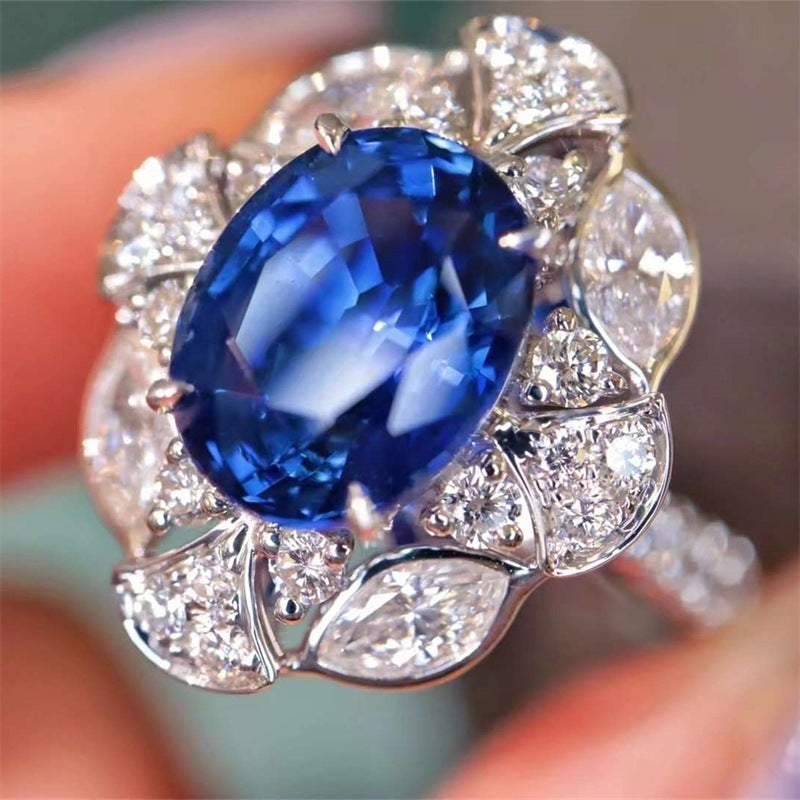 Women's Sapphire Full Diamond Open Ring