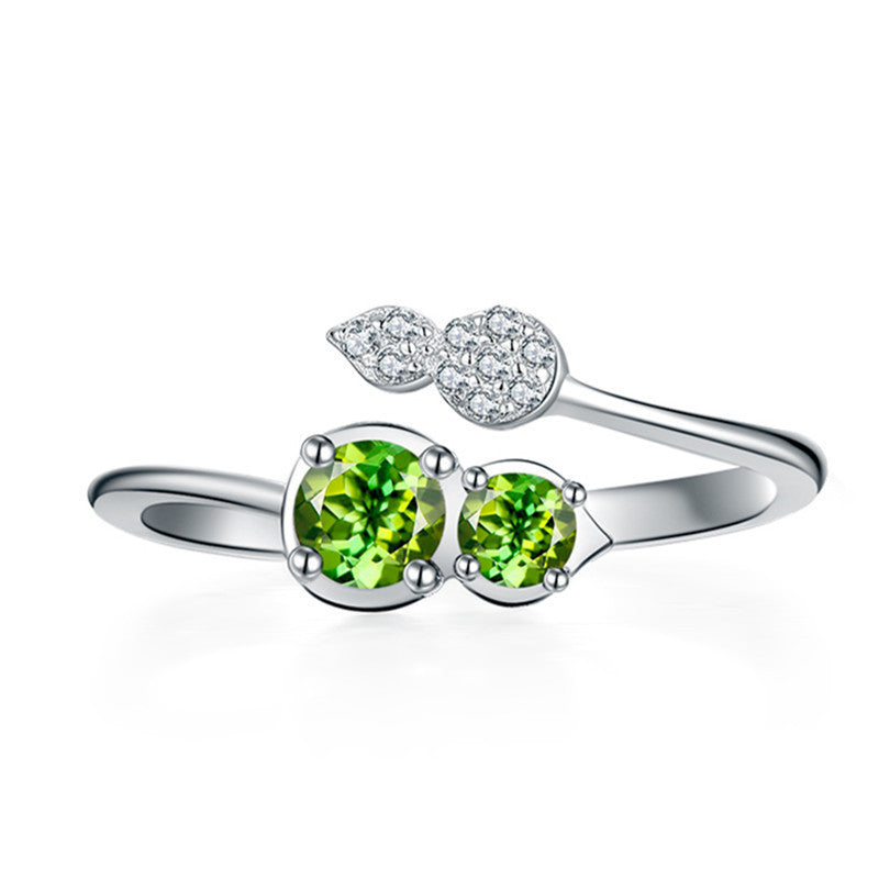 Emerald Zircon Gourd Ring Women