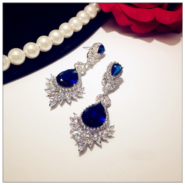 Sapphire And Sterling Silver Earrings