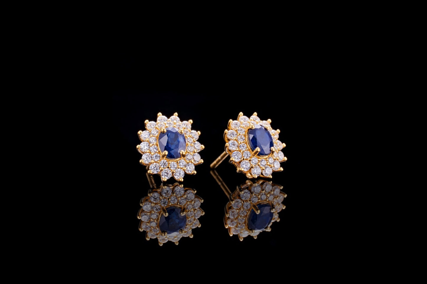 925 Silver Gilded Sapphire Fashion Earrings