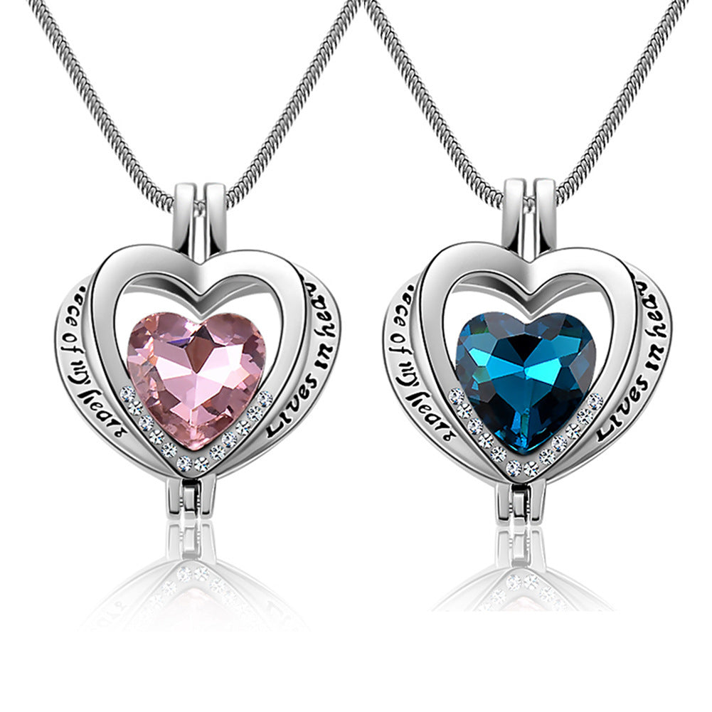 Alloy Heart-shaped Gemstone Women's Necklace