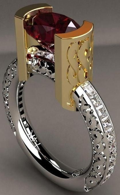 Imitation Ruby 18k Gold Color Separation Ring