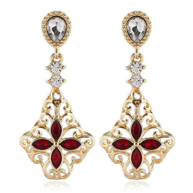 Vintage Fashion Luxury Ruby And Diamond Earrings