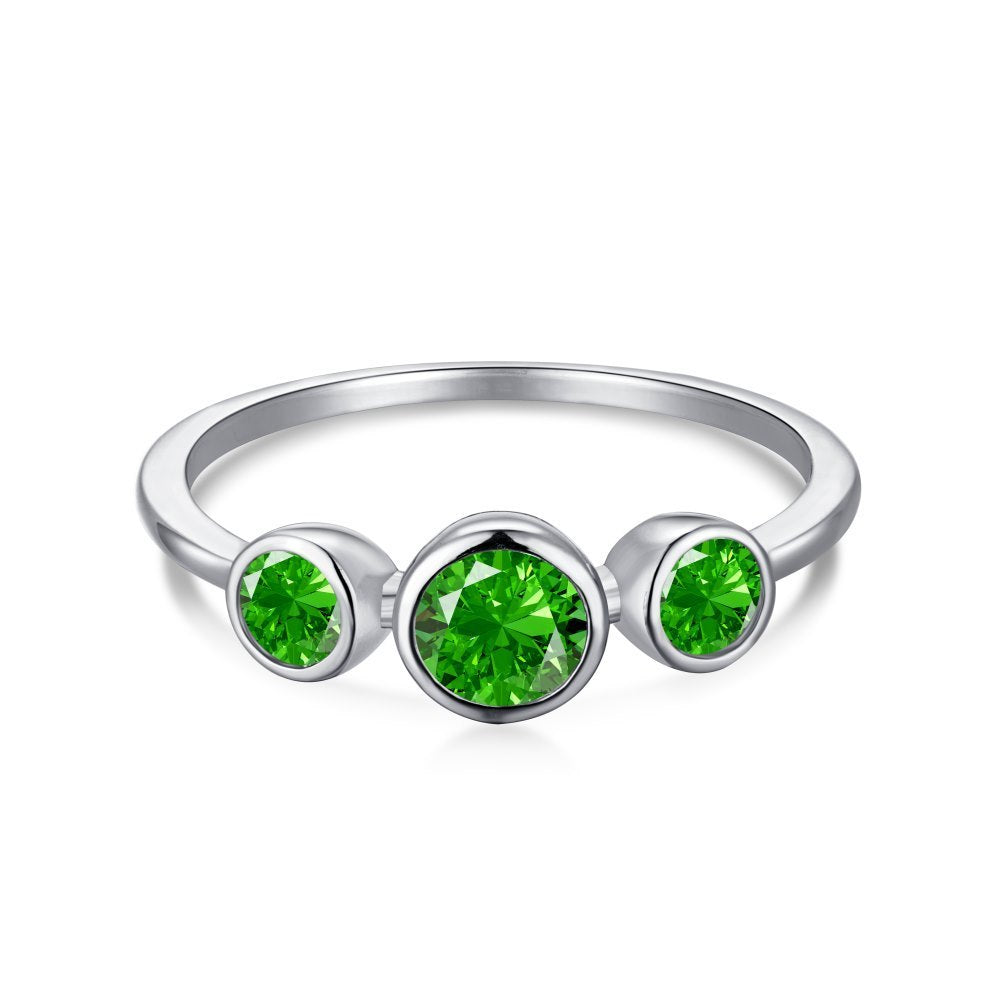 High Carbon Diamond Sapphire Green Ring