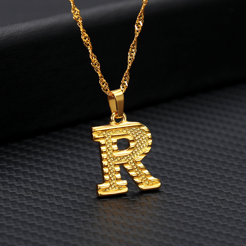 26 letters gold-plated pendant necklace