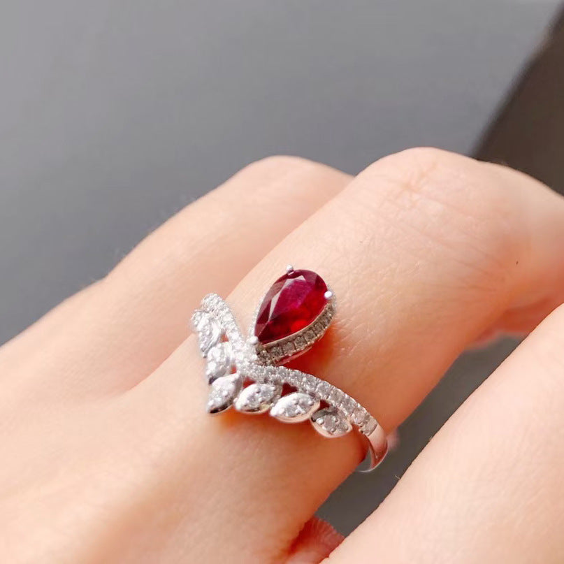 Women's Fashion Simple Ruby Crown Ring