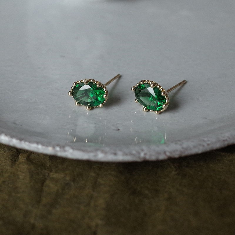 Emerald Zircon Set Earrings