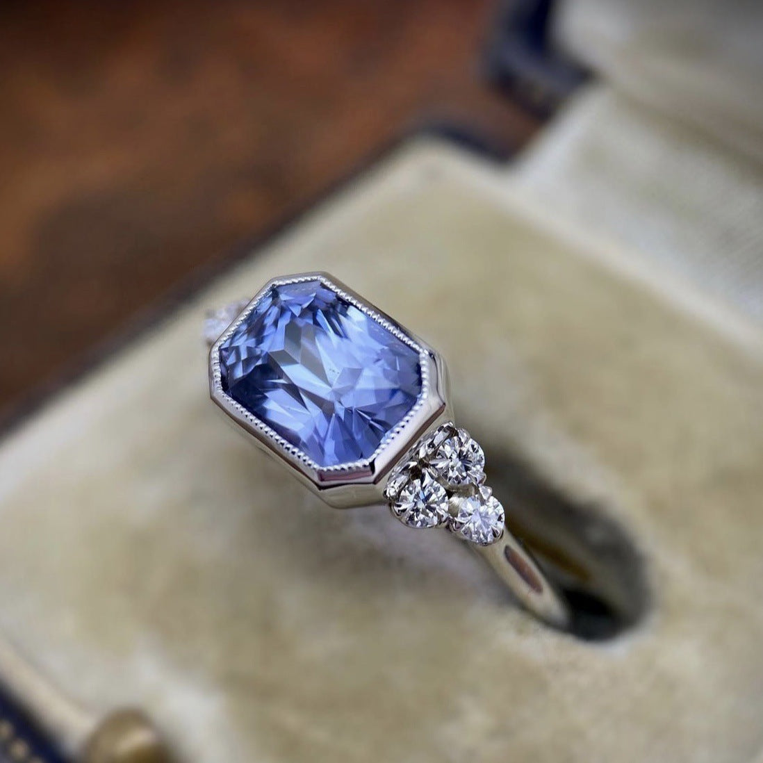 Sapphire And Zircon Engagement Ring Silver