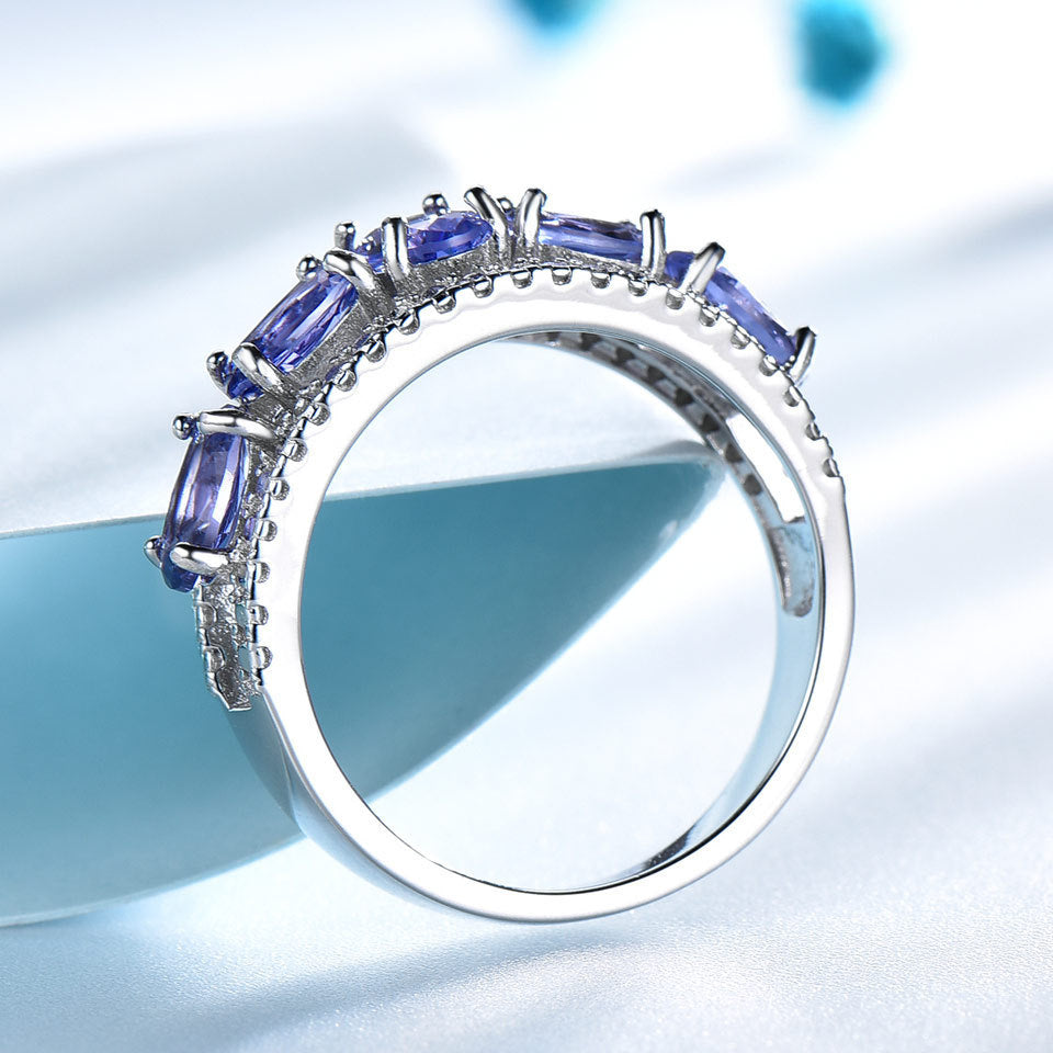 Egg Shaped Sapphire Tanzanite Ring Jewelry