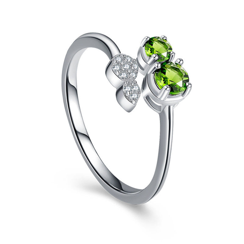 Emerald Zircon Gourd Ring Women