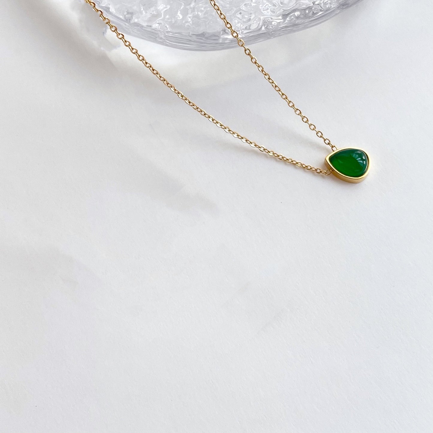 Water Drop Emerald Zircon Necklace