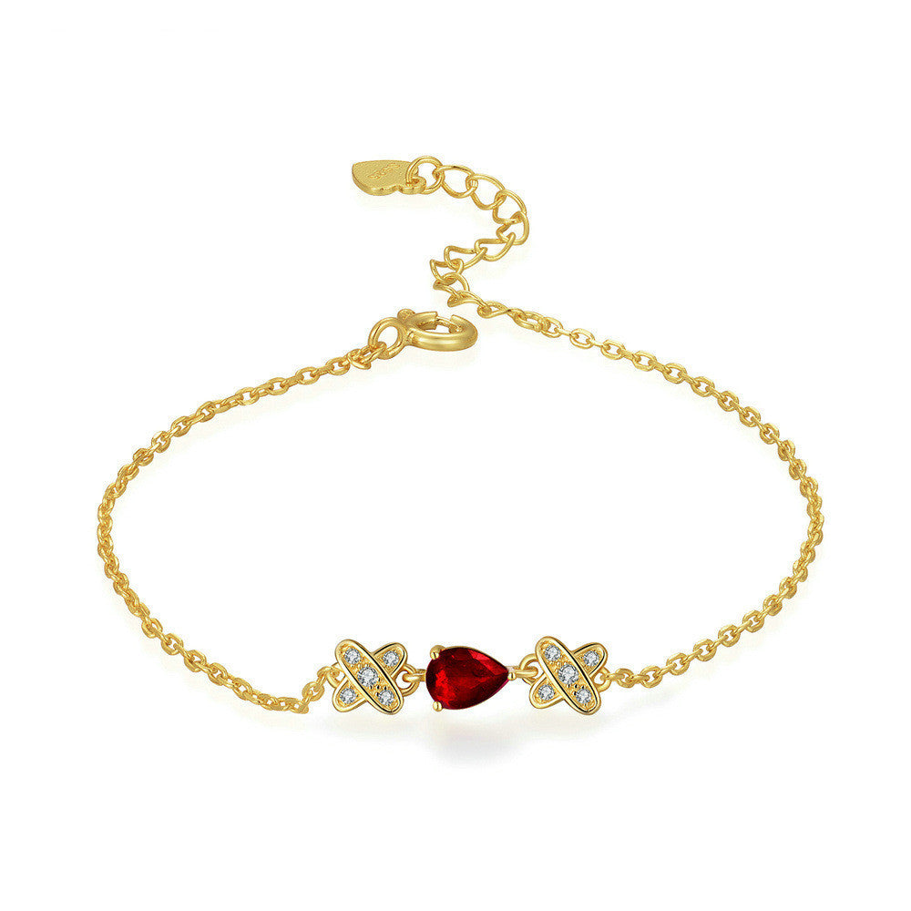 Color Gem Jewelry Natural Ruby Gold Bracelet