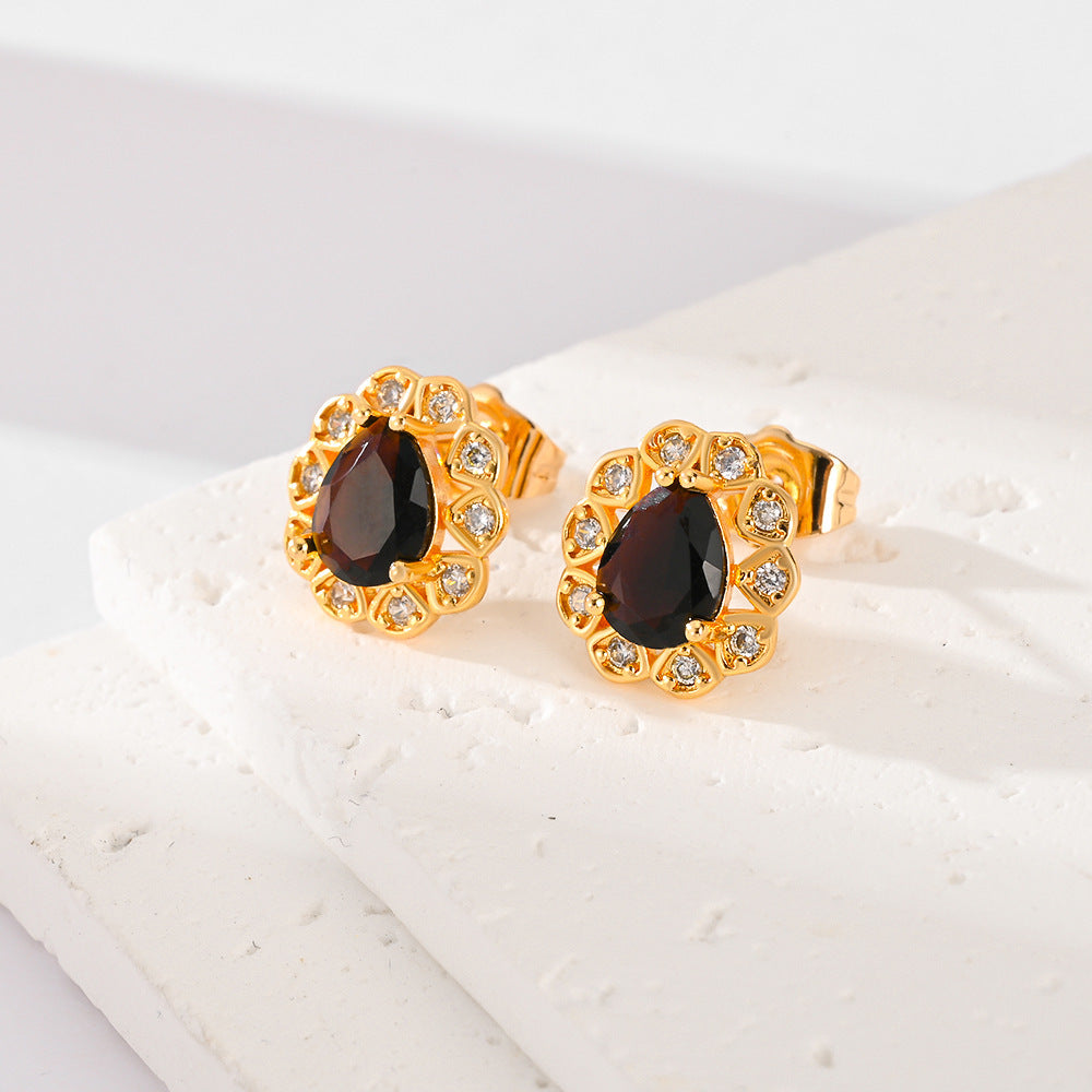 Fashion Multi-color Zircon Stud Earrings Female Accessories