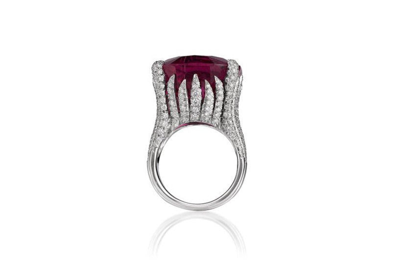 Luxury Ruby Women's Ring Geometric Full Diamond