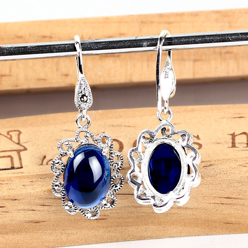 Vintage S925 Sterling Silver Sapphire Earrings