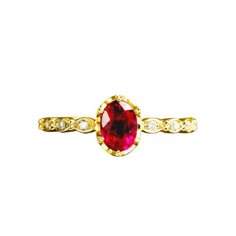 Faux Ruby Tourmaline Ring 18K Plated